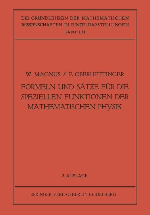 Produktbild: Formeln und S&auml;tƶe f&uuml;r die Speƶiellen Funktionen der Mathematischen Physik