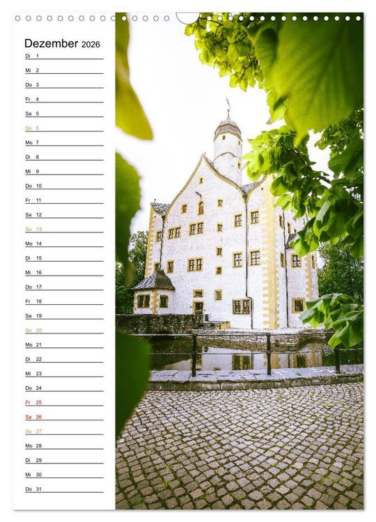 Produktbild: Sachsens Burgen und Schl&ouml;sser - Beschreibbarer Kalender mit Ortsangaben (Wandkalender 2026 DIN A3 hoch), CALVENDO Monatskalender