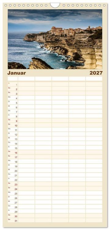 Produktbild: Familienplaner 2027 - Bonifacio. Korsika mit 5 Spalten (Wandkalender, 21 x 45 cm) CALVENDO