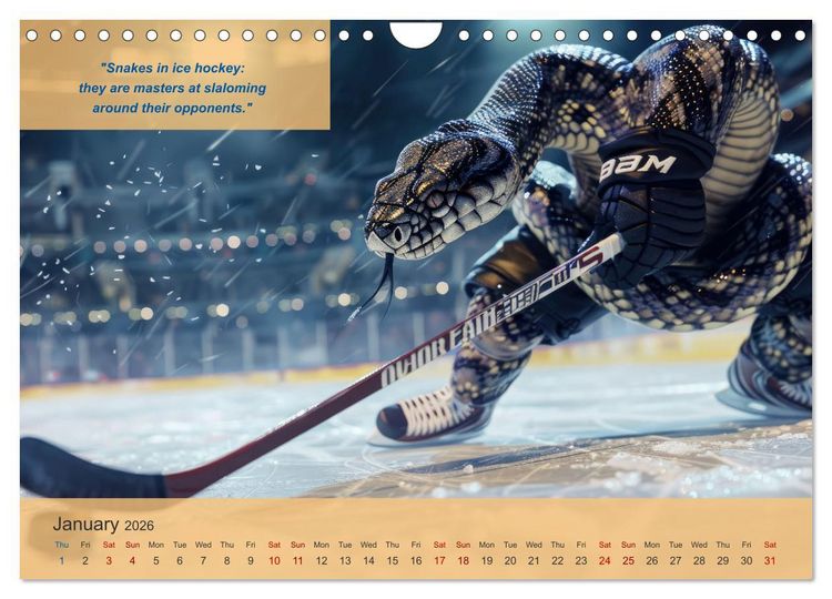 Produktbild: The most charming ice hockey animals in action (Wall Calendar 2026 DIN A4 landscape), CALVENDO 12 Month Wall Calendar