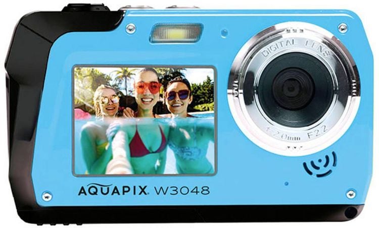 Produktbild: Easypix W3048-I "Edge" Digitalkamera 48 Megapixel Ice, Blue Unterwasserkamera, Frontdisplay