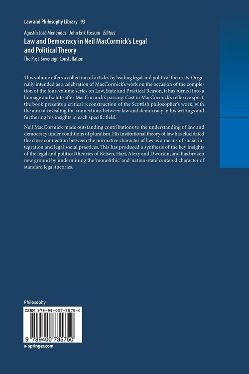 Produktbild: Law and Democracy in Neil MacCormick's Legal and Political Theory