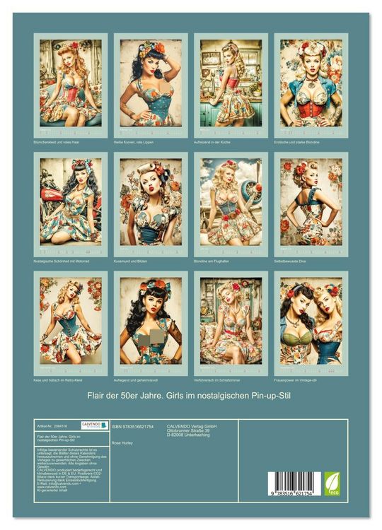 Produktbild: Flair der 50er Jahre. Girls im nostalgischen Pin-up-Stil (Wandkalender 2026 DIN A3 hoch), CALVENDO Monatskalender