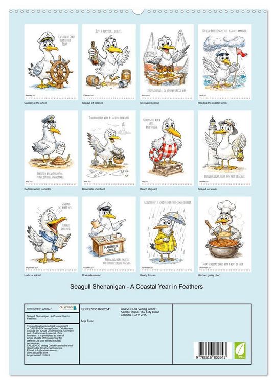 Produktbild: Seagull Shenanigan - A Coastal Year in Feathers (High Quality Premium Wall Calendar 2027 DIN A2 portrait),CALVENDO 12 Month Wall Calendar