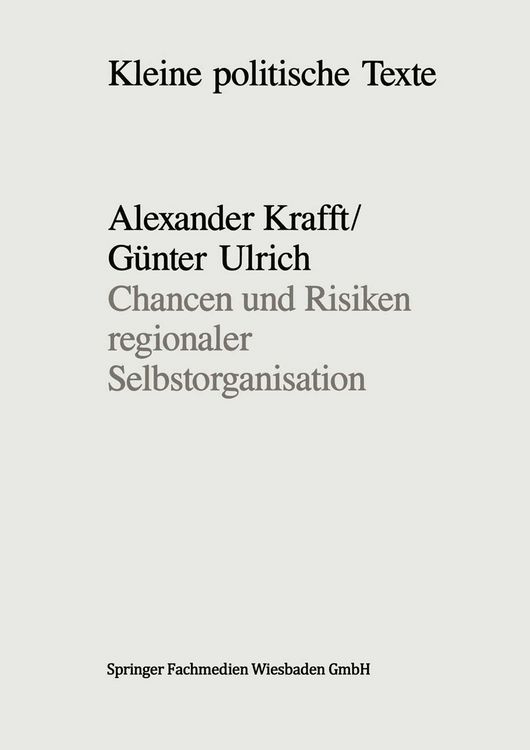 Produktbild: Chancen und Risiken regionaler Selbstorganisation