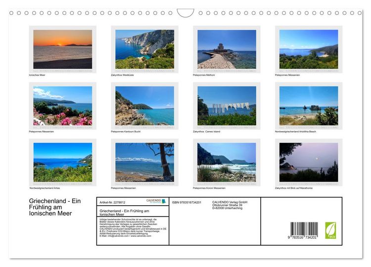 Produktbild: Griechenland - Ein Fr&uuml;hling am Ionischen Meer (Wandkalender 2026 DIN A3 quer), CALVENDO Monatskalender