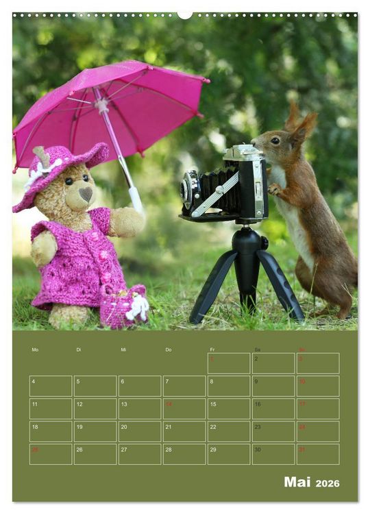 Produktbild: Eichh&ouml;rnchen - Abenteuer mit Freund Teddy (Wandkalender 2026 DIN A2 hoch), CALVENDO Monatskalender