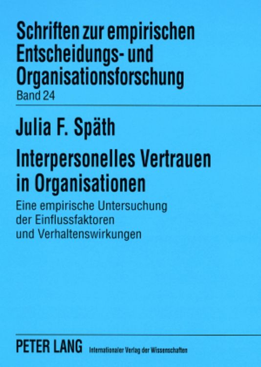 Produktbild: Interpersonelles Vertrauen in Organisationen