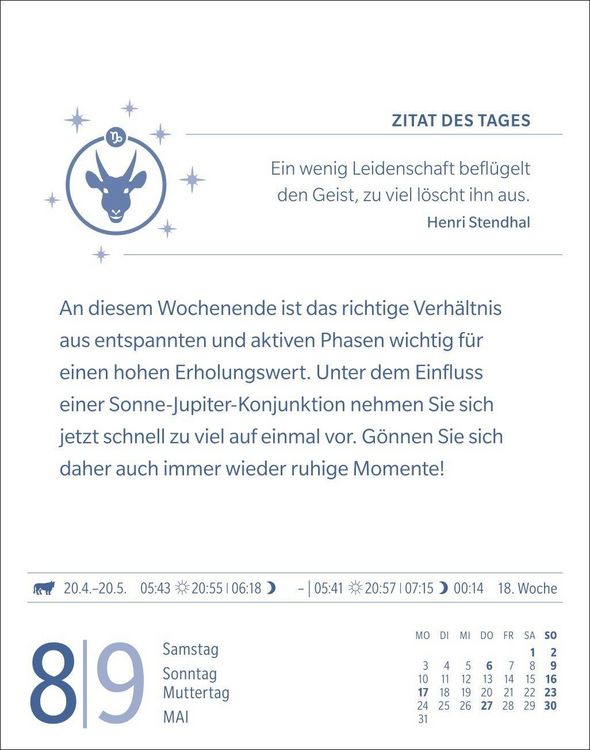 Produktbild: Steinbock Sternzeichenkalender 2027 - Tagesabrei&szlig;kalender - Ihr Horoskop f&uuml;r jeden Tag