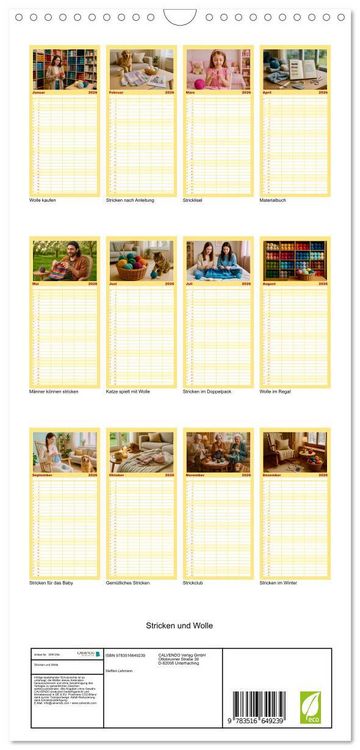 Produktbild: Familienplaner 2026 - Stricken und Wolle mit 5 Spalten (Wandkalender, 21 x 45 cm) CALVENDO