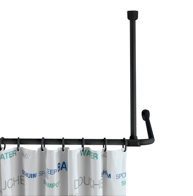 Produktbild: Deckenst&uuml;tze f&uuml;r Duschstangen Schwarz, 57 cm, f&uuml;r Stangen mit &Oslash; 2 / 2,5 cm