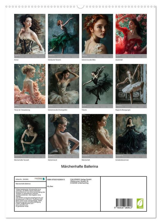 Produktbild: M&auml;rchenhafte Ballerina (hochwertiger Premium Wandkalender 2026 DIN A2 hoch), Kunstdruck in Hochglanz