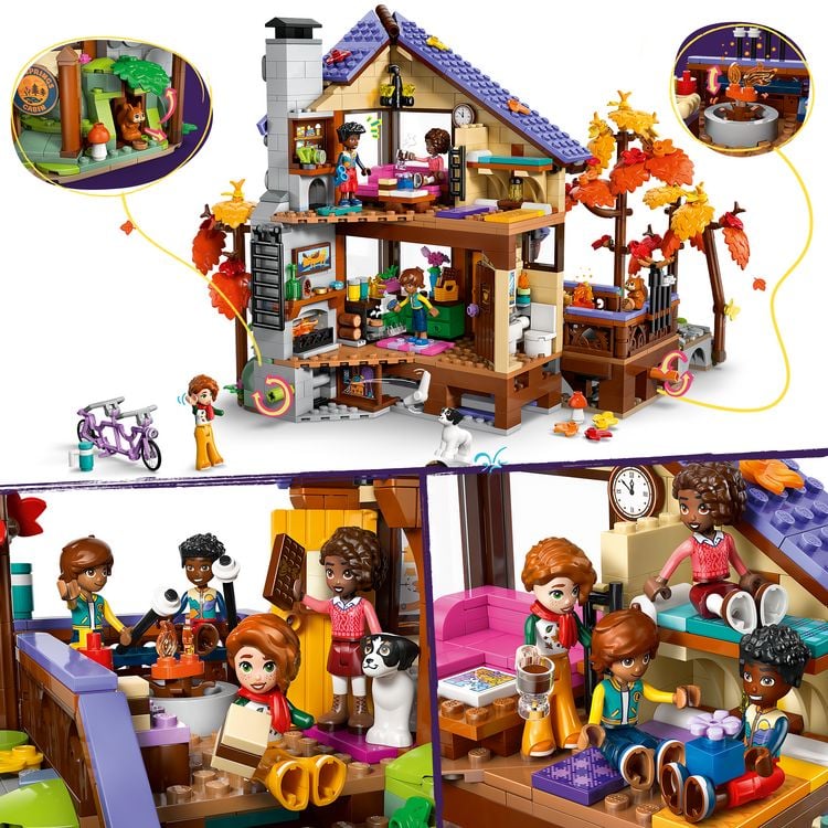 Produktbild: LEGO Friends 42705 Gem&uuml;tliche H&uuml;tte im Herbstwald, Bauspielzeug, 4 Spielfiguren, ein Hund und ein Eichh&ouml;rnchen