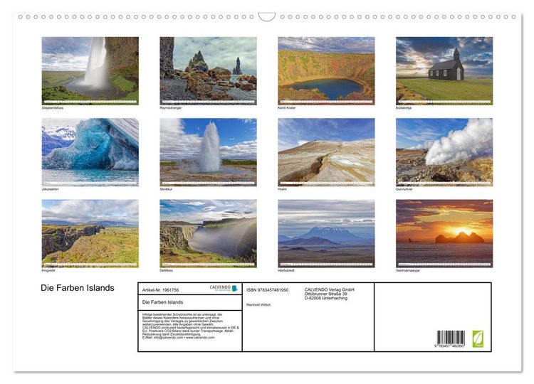 Produktbild: Die Farben Islands (Wandkalender 2026 DIN A2 quer), CALVENDO Monatskalender