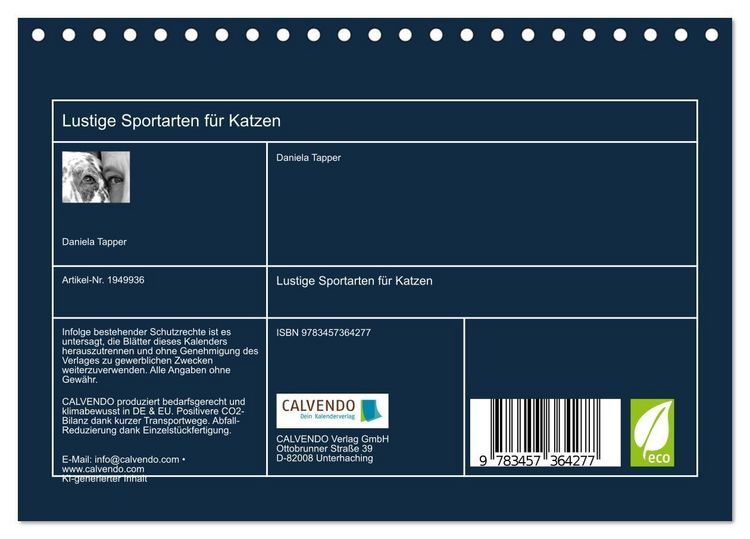 Produktbild: Lustige Sportarten f&uuml;r Katzen (Tischkalender 2026 DIN A5 quer), CALVENDO Monatskalender