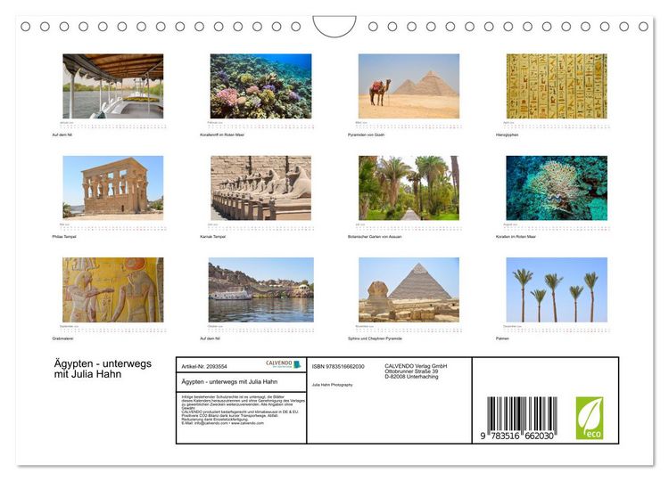 Produktbild: &Auml;gypten - unterwegs mit Julia Hahn (Wandkalender 2026 DIN A4 quer), CALVENDO Monatskalender
