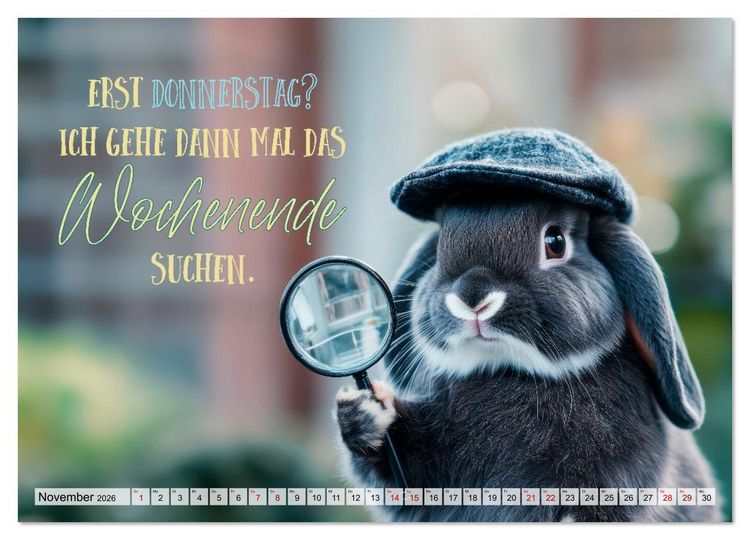 Produktbild: KANINCHEN Mit Humor durchs Jahr (Wandkalender 2026 DIN A3 quer), CALVENDO Monatskalender