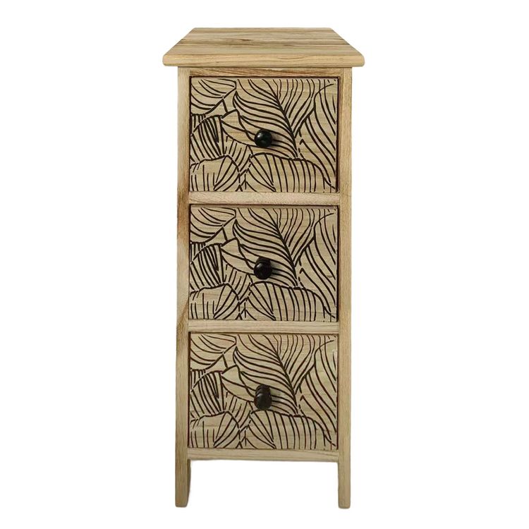 Produktbild: HTI-Living Kommode Melia schmal 3 Schubladen Bl&auml;tter-Design Artisaneiche-Schwarz