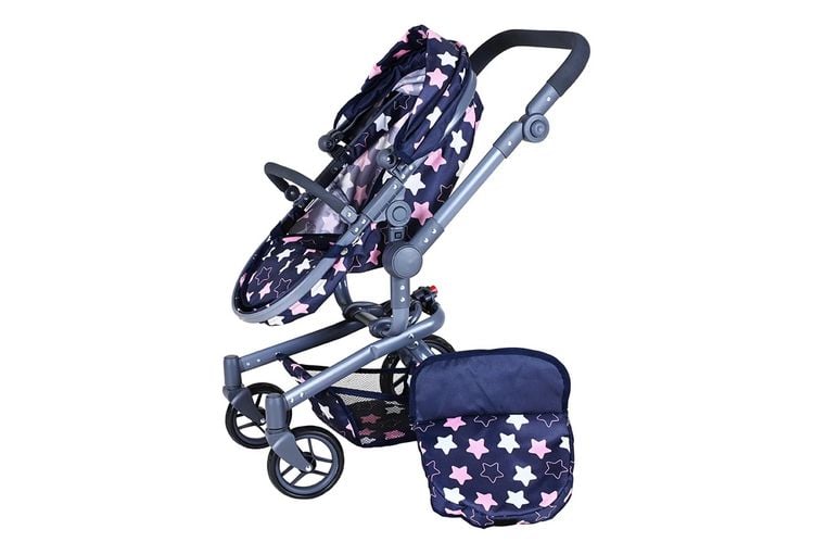 Produktbild: Knorrtoys 90943 - Kombi-Puppenwagen Boonk Star Blue Pink, mit Zubeh&ouml;r, umbaubar, Schieberh&ouml;he: 45-82cm