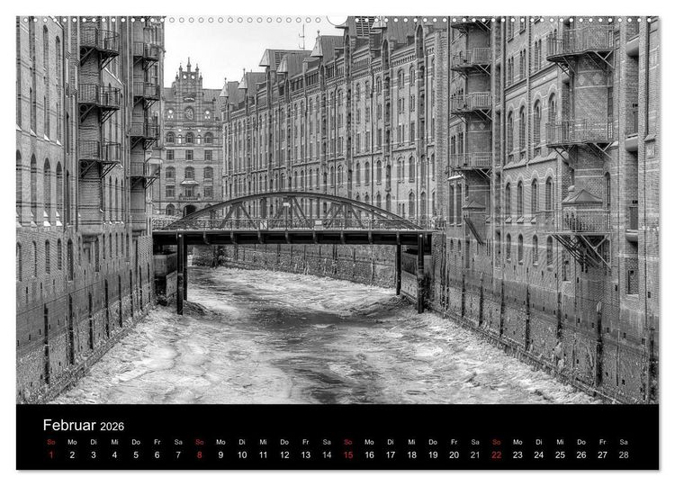 Produktbild: Hamburg monochrome Impressionen (Wandkalender 2026 DIN A2 quer), CALVENDO Monatskalender