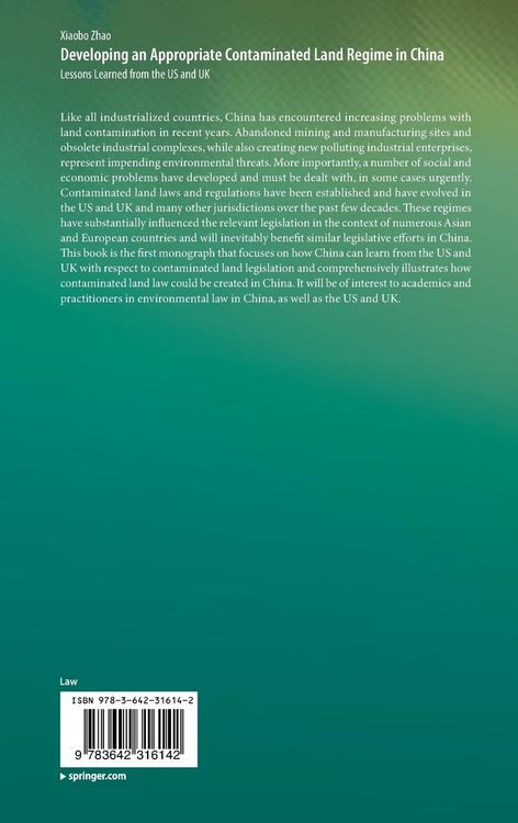 Produktbild: Developing an Appropriate Contaminated Land Regime in China