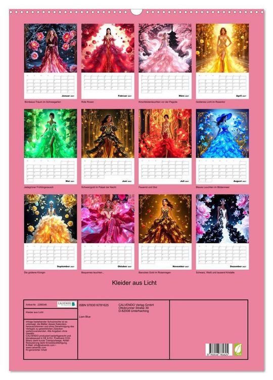 Produktbild: Kleider aus Licht (Wandkalender 2027 DIN A2 hoch), CALVENDO Monatskalender