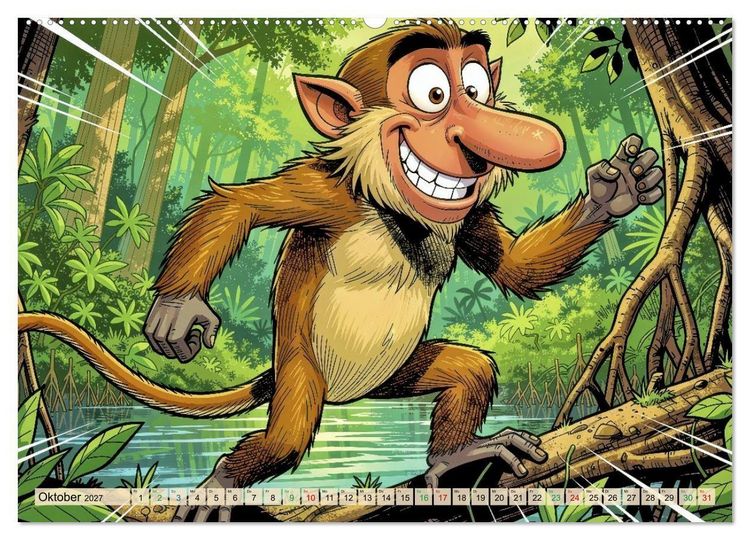 Produktbild: Lustige Nasenaffen - Comic (hochwertiger Premium Wandkalender 2027 DIN A2 quer), Kunstdruck in Hochglanz