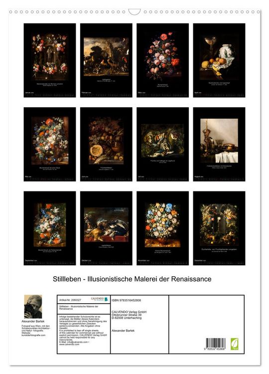 Produktbild: Stillleben - Illusionistische Malerei der Renaissance (Wandkalender 2026 DIN A2 hoch), CALVENDO Monatskalender