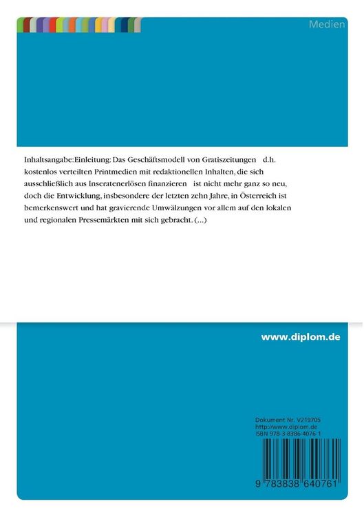 Produktbild: Der Markt f&uuml;r Gratiszeitungen in &Ouml;sterreich