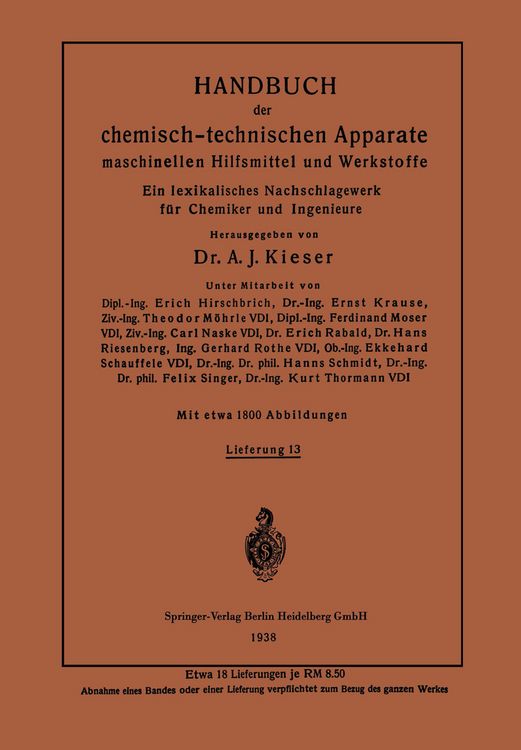 Produktbild: Handbuch der chemisch-technischen Apparate maschinellen Hilfsmittel und Werkstoffe