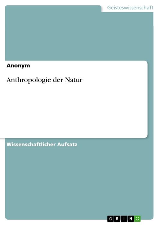 Produktbild: Anthropologie der Natur