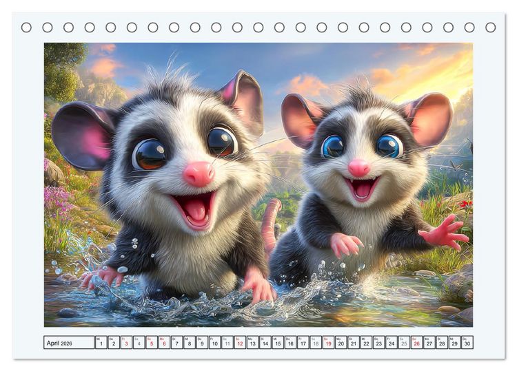 Produktbild: Oh, Possums! Cartoon-Abenteuer mit lustigen Beutelratten (Tischkalender 2026 DIN A5 quer), CALVENDO Monatskalender