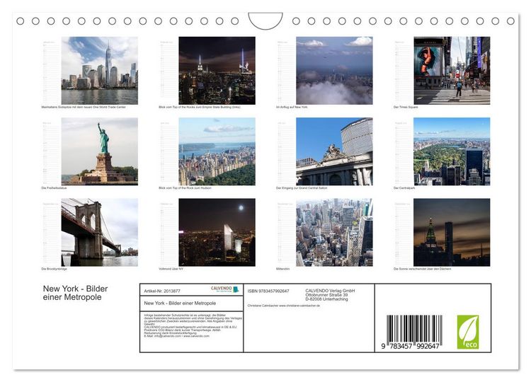 Produktbild: New York - Bilder einer Metropole (Wandkalender 2026 DIN A4 quer), CALVENDO Monatskalender