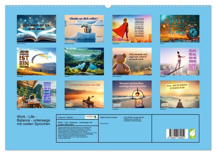 Produktbild: Work - Life - Balance - unterwegs mit coolen Spr&uuml;chen (hochwertiger Premium Wandkalender 2026 DIN A2 quer), Kunstdruck in Hochglanz