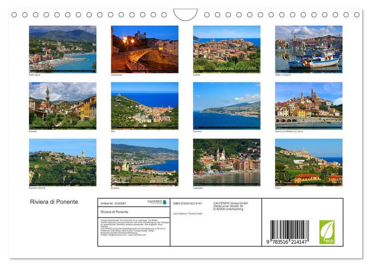 Produktbild: Riviera di Ponente (Wandkalender 2026 DIN A4 quer), CALVENDO Monatskalender