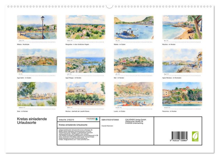 Produktbild: Kretas einladende Urlaubsorte (hochwertiger Premium Wandkalender 2026 DIN A2 quer), Kunstdruck in Hochglanz