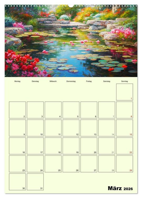 Produktbild: Im japanischen Garten. Zauberhafte Illustrationen (hochwertiger Premium Wandkalender 2026 DIN A2 hoch), Kunstdruck in Hochglanz