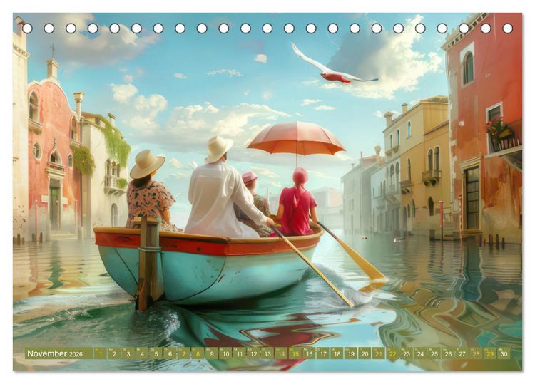 Produktbild: Theatralische surreale Szenen im venezianischen Stil (Tischkalender 2026 DIN A5 quer), CALVENDO Monatskalender