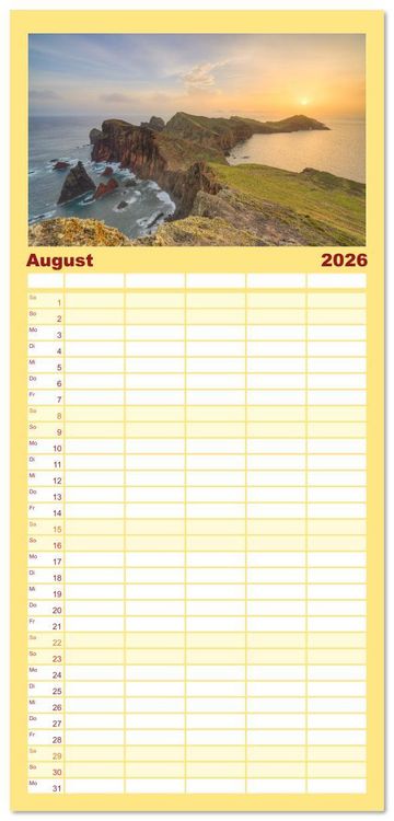 Produktbild: Familienplaner 2026 - Wundersch&ouml;nes Madeira mit 5 Spalten (Wandkalender, 21 x 45 cm) CALVENDO