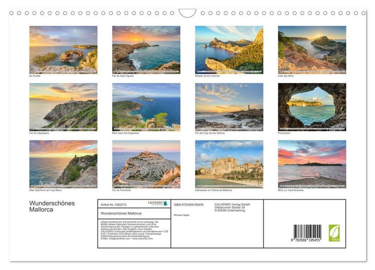Produktbild: Wundersch&ouml;nes Mallorca (Wandkalender 2027 DIN A3 quer), CALVENDO Monatskalender