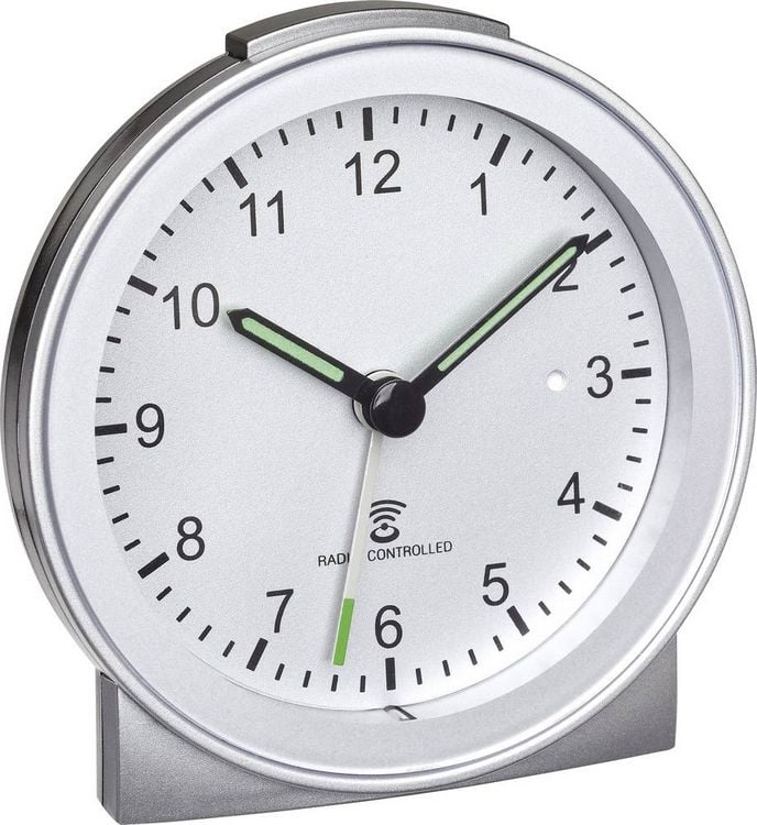 Produktbild: TFA Dostmann 60.1517.54 Funk Wecker Silber Alarmzeiten 1 Fluoreszierend Zeiger