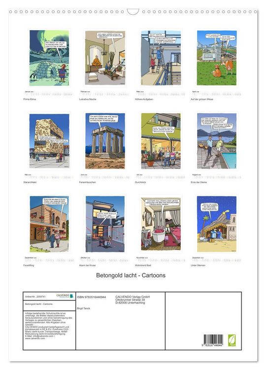 Produktbild: Betongold lacht - Cartoons (Wandkalender 2026 DIN A2 hoch), CALVENDO Monatskalender