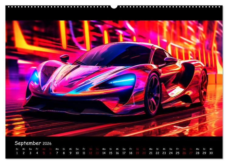 Produktbild: Futuristische Neon Cars (Wandkalender 2026 DIN A2 quer), CALVENDO Monatskalender
