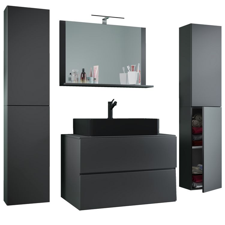 Produktbild: 5-tlg Waschtisch Badm&ouml;bel 80cm Lendas XL Schublade