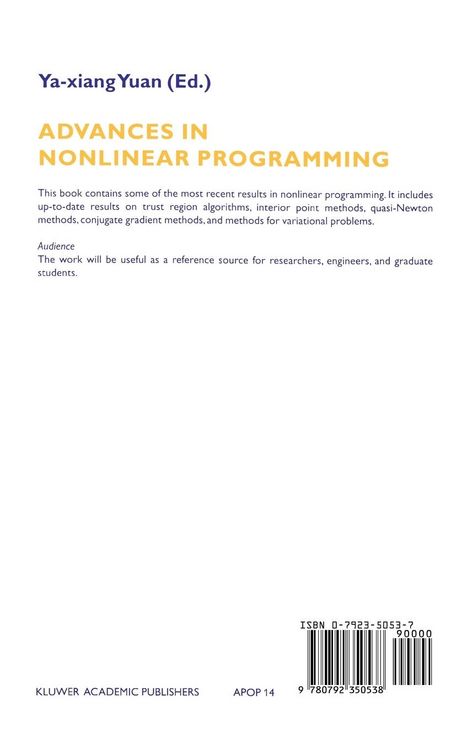 Produktbild: Advances in Nonlinear Programming