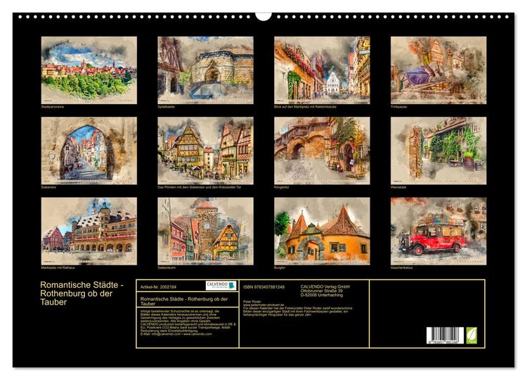 Produktbild: Romantische St&auml;dte - Rothenburg ob der Tauber (Wandkalender 2026 DIN A2 quer), CALVENDO Monatskalender