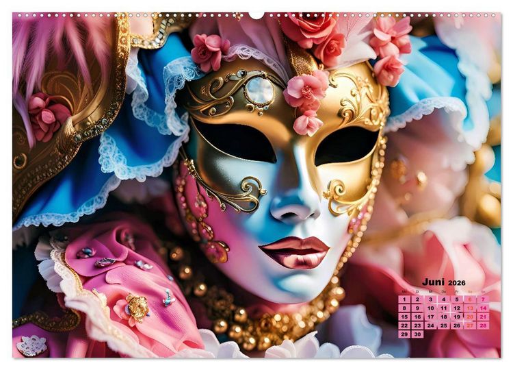 Produktbild: MASKEN - poetisch und vertr&auml;umt (hochwertiger Premium Wandkalender 2026 DIN A2 quer), Kunstdruck in Hochglanz