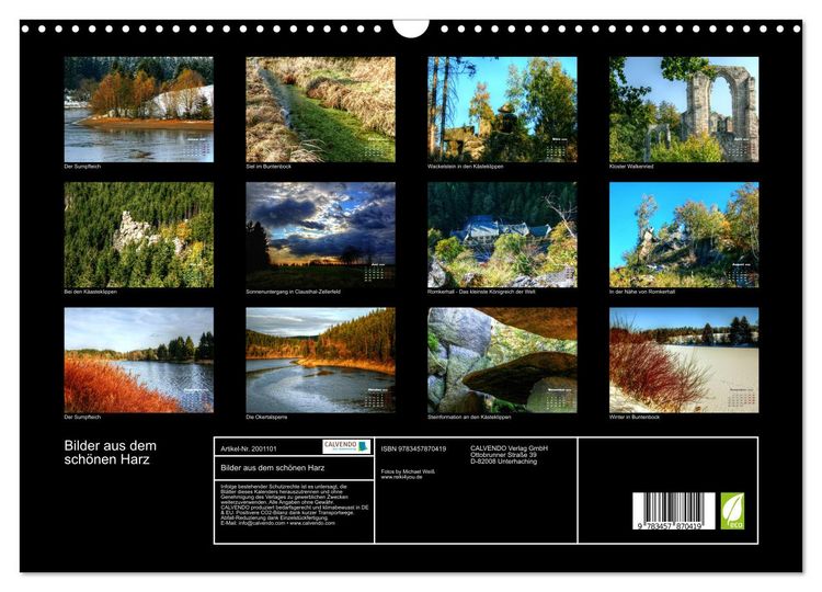 Produktbild: Bilder aus dem sch&ouml;nen Harz (Wandkalender 2026 DIN A3 quer), CALVENDO Monatskalender