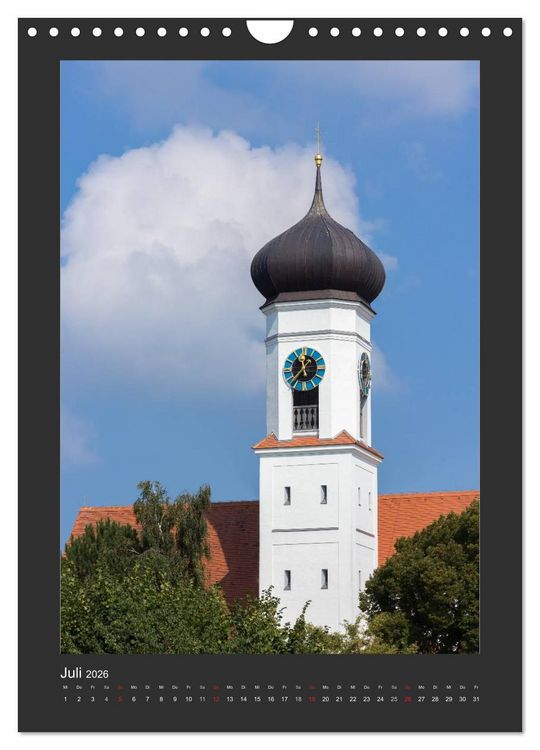 Produktbild: Kircht&uuml;rme im Landkreis F&uuml;rstenfeldbruck (Wandkalender 2026 DIN A4 hoch), CALVENDO Monatskalender