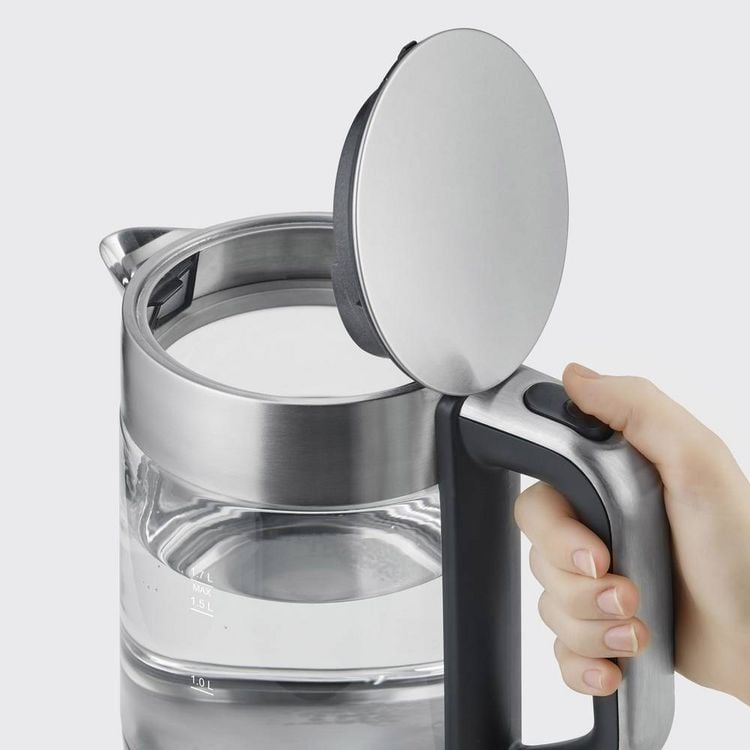 Produktbild: Severin WK 3420 Wasserkocher kabelgebunden Glas, Edelstahl (geb&uuml;rstet), Schwarz Fassungsverm&ouml;gen: 1.7 l